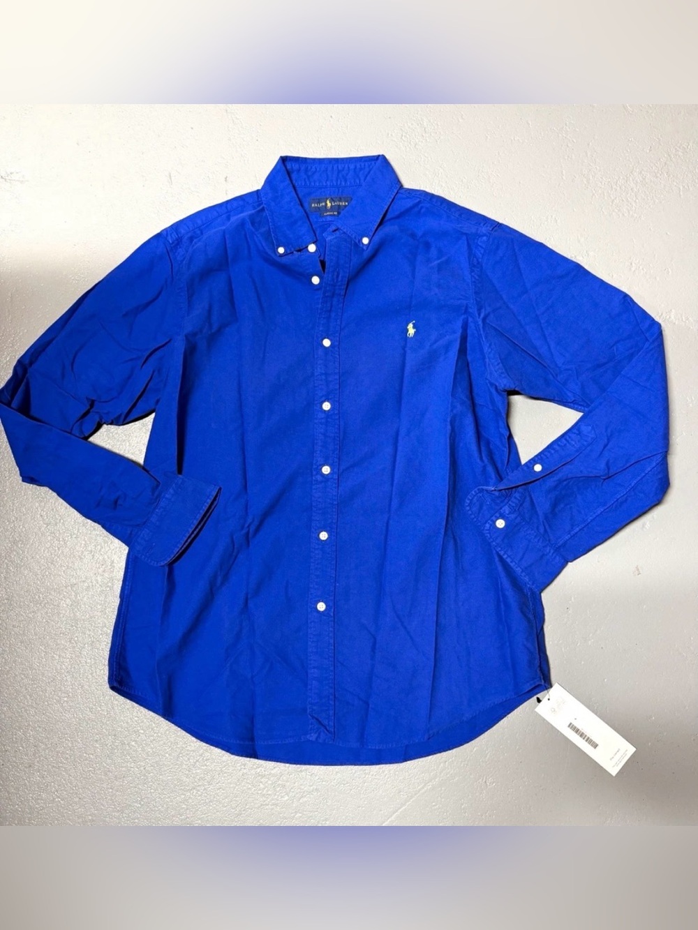Ralph Lauren Men’s Classic Fit Blue Solid Button Down Dress Shirt Size Large